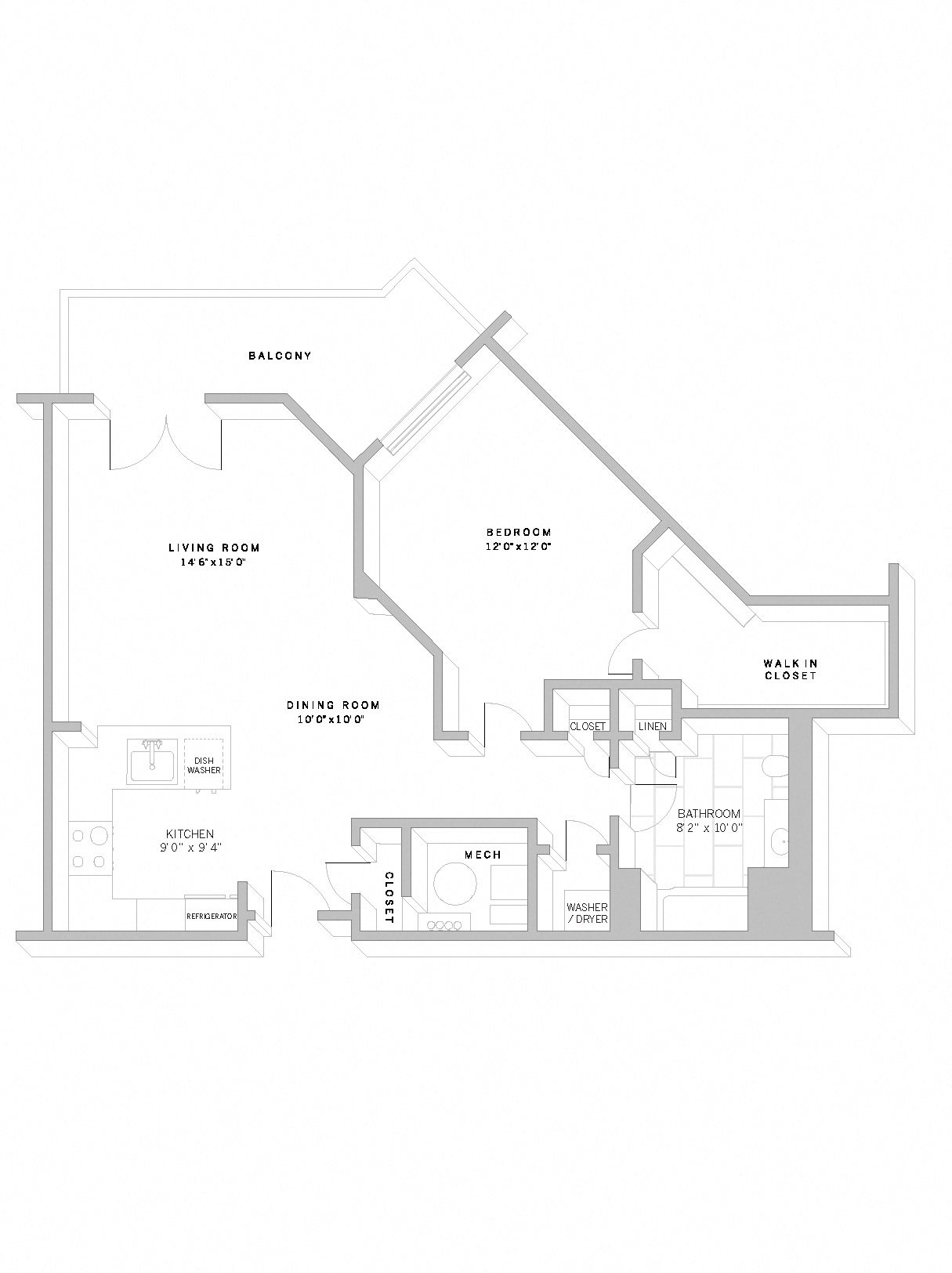 Floor Plan A8 1 Bed 1 Bath A8 Floor Plan 12